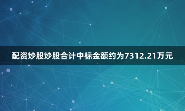 配资炒股炒股合计中标金额约为7312.21万元